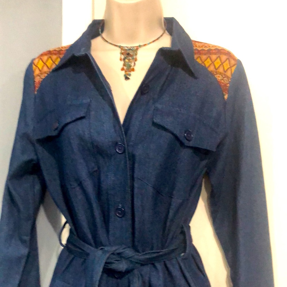 Flying Tomato Denim Aztec Shirtdress with Belt - Picture 6 of 15